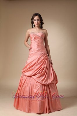 Pick-ups Watermelon Taffeta Beaded Dress For Prom Party