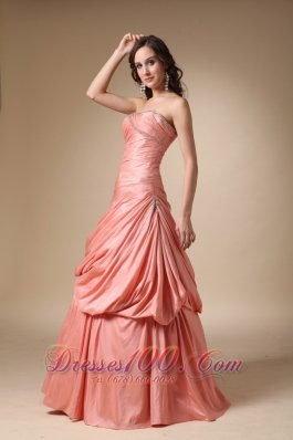 Pick-ups Watermelon Taffeta Beaded Dress For Prom Party