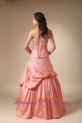 Pick-ups Watermelon Taffeta Beaded Dress For Prom Party