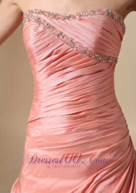 Pick-ups Watermelon Taffeta Beaded Dress For Prom Party