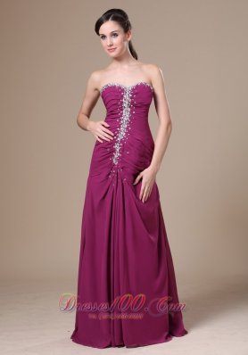 Fuchsia Sweetheart Beaded Chiffon Prom Dress for Women