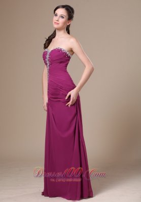 Fuchsia Sweetheart Beaded Chiffon Prom Dress for Women