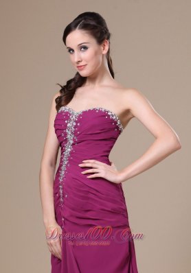 Fuchsia Sweetheart Beaded Chiffon Prom Dress for Women