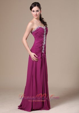 Fuchsia Sweetheart Beaded Chiffon Prom Dress for Women