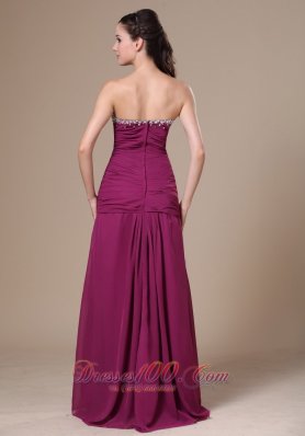 Fuchsia Sweetheart Beaded Chiffon Prom Dress for Women