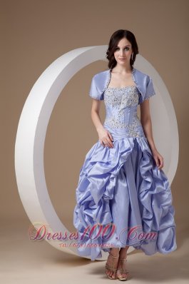Ankle-length Lilac Pick-ups Prom Dress with Jacket