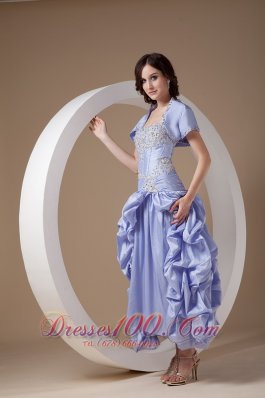 Ankle-length Lilac Pick-ups Prom Dress with Jacket