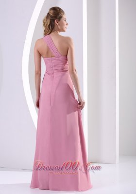 2013 Rose Pink Beadwork One Shoulder Prom Evening Dress