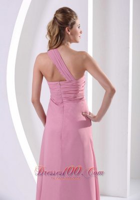 2013 Rose Pink Beadwork One Shoulder Prom Evening Dress