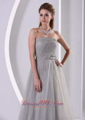 Tulle Gray Sweep Affordable Prom Dress Designers