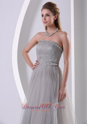 Tulle Gray Sweep Affordable Prom Dress Designers