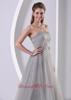 Tulle Gray Sweep Affordable Prom Dress Designers