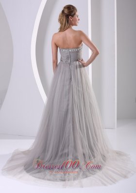 Tulle Gray Sweep Affordable Prom Dress Designers