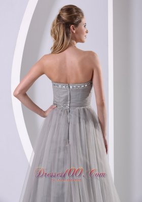 Tulle Gray Sweep Affordable Prom Dress Designers