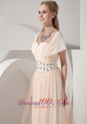 Cap Sleeves Chiffon Beaded Waist Mother Of The Bride Dress