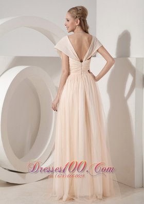 Cap Sleeves Chiffon Beaded Waist Mother Of The Bride Dress