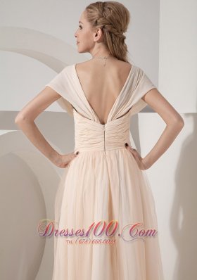 Cap Sleeves Chiffon Beaded Waist Mother Of The Bride Dress