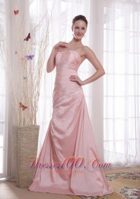 Corset Back Prom Evening Dress 2013 Baby Pink Beaded Taffeta