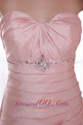 Corset Back Prom Evening Dress 2013 Baby Pink Beaded Taffeta