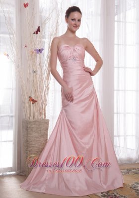 Corset Back Prom Evening Dress 2013 Baby Pink Beaded Taffeta