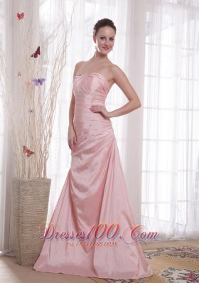 Corset Back Prom Evening Dress 2013 Baby Pink Beaded Taffeta