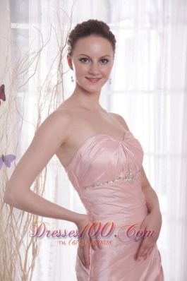 Corset Back Prom Evening Dress 2013 Baby Pink Beaded Taffeta