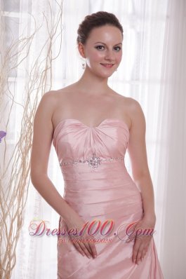 Corset Back Prom Evening Dress 2013 Baby Pink Beaded Taffeta