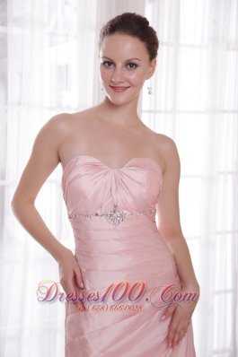 Corset Back Prom Evening Dress 2013 Baby Pink Beaded Taffeta