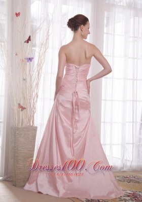 Corset Back Prom Evening Dress 2013 Baby Pink Beaded Taffeta