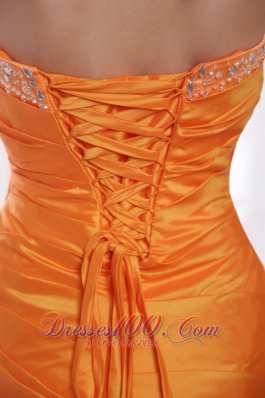 Orange Taffeta Beading Fabulous Brush Prom Dress