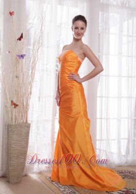 Orange Taffeta Beading Fabulous Brush Prom Dress