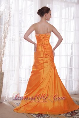 Orange Taffeta Beading Fabulous Brush Prom Dress