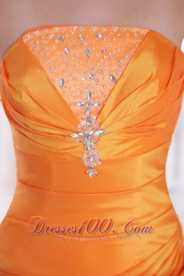 Orange Taffeta Beading Fabulous Brush Prom Dress