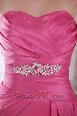 Lace up Rose Pink Court A-line Prom Dress Beaded