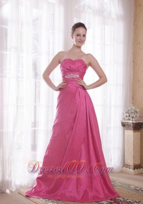 Lace up Rose Pink Court A-line Prom Dress Beaded