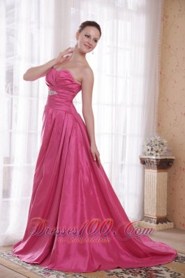 Lace up Rose Pink Court A-line Prom Dress Beaded