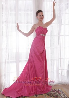 Lace up Rose Pink Court A-line Prom Dress Beaded