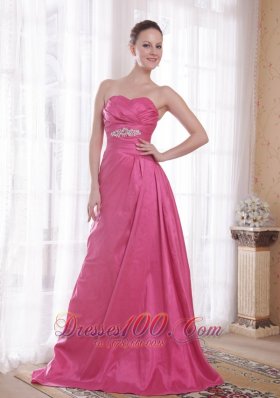 Lace up Rose Pink Court A-line Prom Dress Beaded