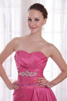 Lace up Rose Pink Court A-line Prom Dress Beaded