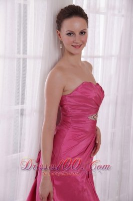 Lace up Rose Pink Court A-line Prom Dress Beaded