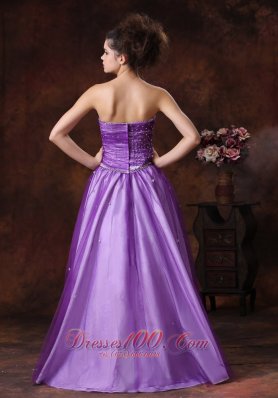 Lavender Tulle Beaded Applique Prom Dress for Girls