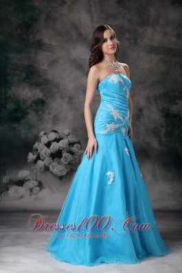 Aqua Blue Mermaid Graduation Dress 2013 2014 with Appliques