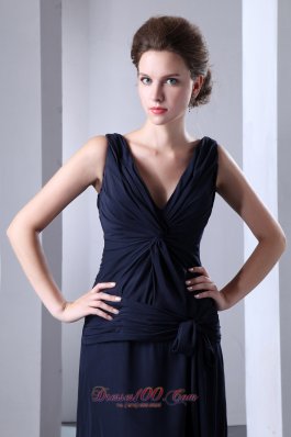 Navy Blue High Slit Sexy Prom Evening Gown with Crisscross Pleats