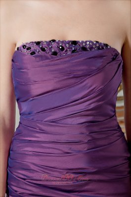 Handmade Flower Ruched Purple Mother Of The Bride Dress