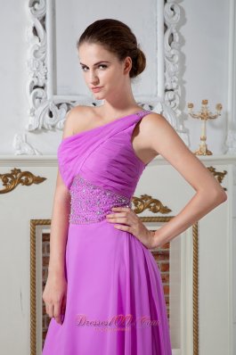 Beaded One Shoulder Ruch Lavender Prom Graduation Dress 2013