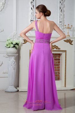 Beaded One Shoulder Ruch Lavender Prom Graduation Dress 2013