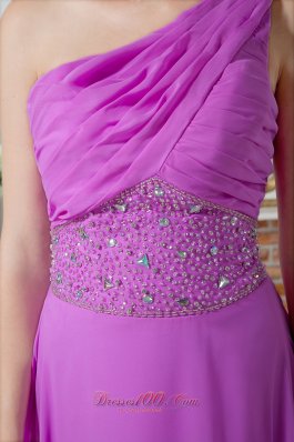 Beaded One Shoulder Ruch Lavender Prom Graduation Dress 2013