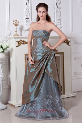 Strapless Mother Dress 2013 Olive Green Embroidery