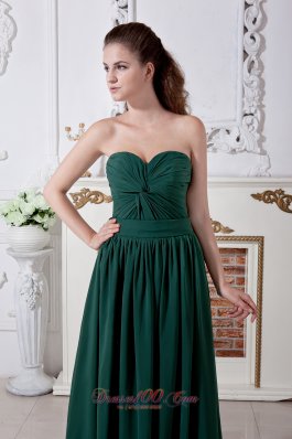 Brush Train Bridesmaid Dress Dark Green Chiffon