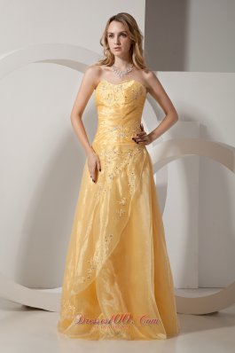 Organza Prom Dress Style Gold Beads Embroidery